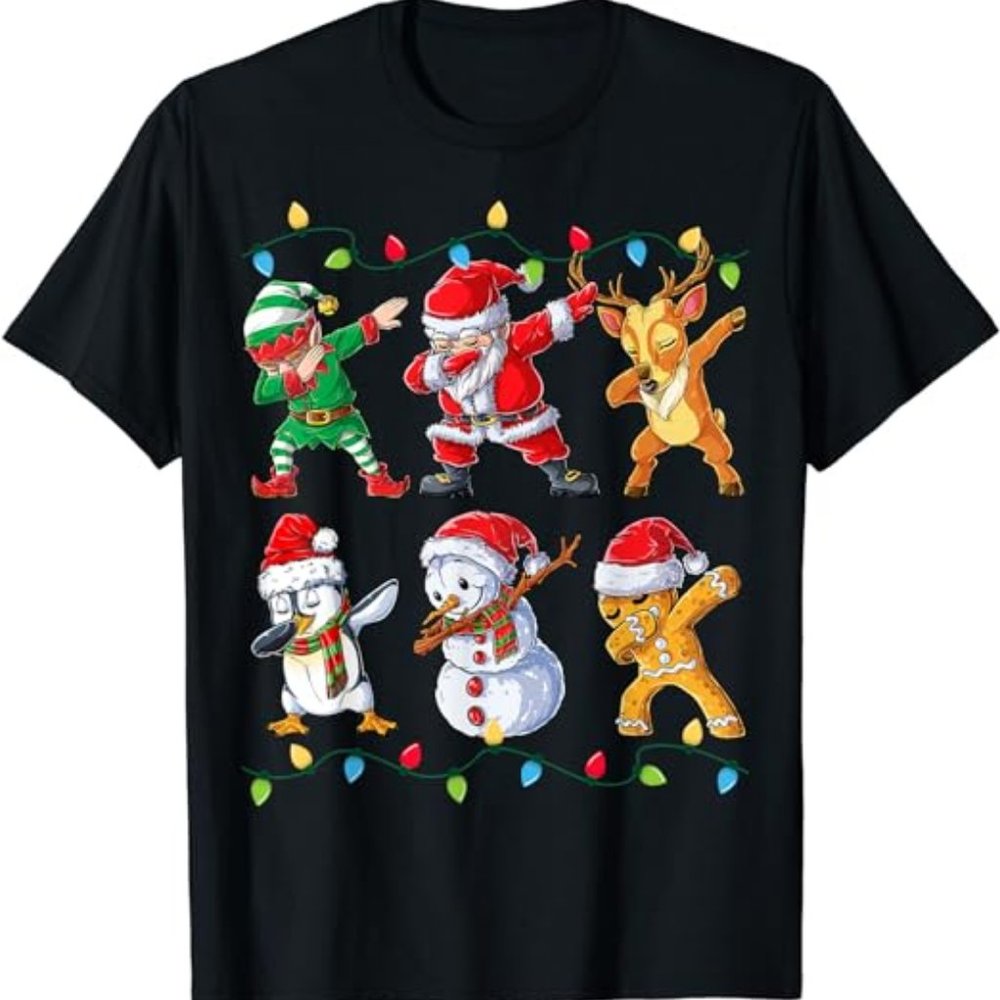 Dabbing Santa Elf Friends Christmas Boys Girls Men Xmas Dab T-Shirt